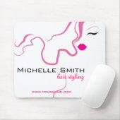 Moderne elegante roze witte kapster schoonheid mei muismat (Met muis)