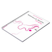 Moderne elegante roze witte kapster schoonheid mei notitieboek (Linkerzijde)