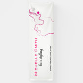 Moderne elegante roze witte kapster schoonheid mei spandoek (Verticaal)