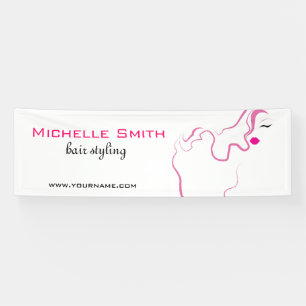 Moderne elegante roze witte kapster schoonheid mei spandoek