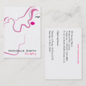 Moderne elegante roze witte kapster schoonheid mei visitekaartje (Voorkant / Achterkant)