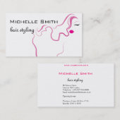 Moderne elegante roze witte kapster schoonheid mei visitekaartje (Voorkant / Achterkant)