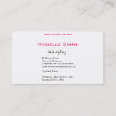 Moderne elegante roze witte kapster schoonheid mei visitekaartje (Achterkant)