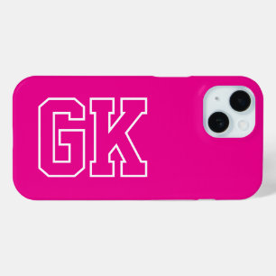 Moderne Elegante Roze Witte Monogram Eerste Letter iPhone 15 Case