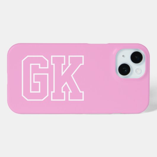 Moderne Elegante Roze Witte Monogram Eerste Letter Case-Mate iPhone Case (Achterkant (horizontaal))