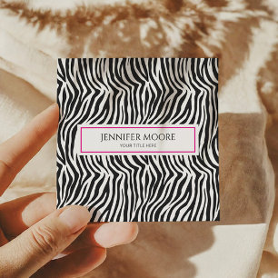 Moderne Elegante Roze Zebraprint Op Maat Vierkante Visitekaartje