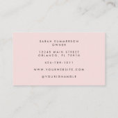 Moderne Elegante Roze Zwarte Script Haarstylist Visitekaartje (Achterkant)