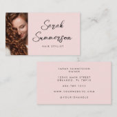 Moderne Elegante Roze Zwarte Script Haarstylist Visitekaartje (Voorkant / Achterkant)