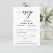 Moderne Elegante RSVP, Zwart Lettertype, Reageer Informatiekaartje (Staand voorkant)