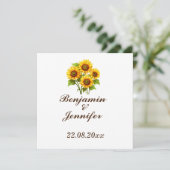 Moderne elegante rustieke Boho zonnebloem bruiloft Bedankkaart (Staand voorkant)