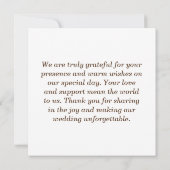 Moderne elegante rustieke Boho zonnebloem bruiloft Bedankkaart (Achterkant)