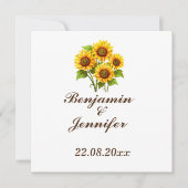 Moderne elegante rustieke Boho zonnebloem bruiloft Bedankkaart (Voorkant)