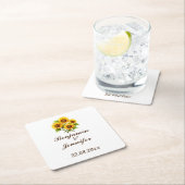 Moderne elegante rustieke Boho zonnebloem bruiloft Kartonnen Onderzetters (Insitu)