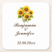 Moderne elegante rustieke Boho zonnebloem bruiloft Kartonnen Onderzetters (Voorkant)