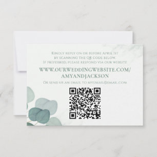 Moderne Elegante Rustieke Eucalyptus QR Code Websi RSVP Kaartje