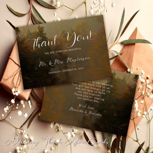 Moderne Elegante  Rustieke Fall Wedding Bedankkaart