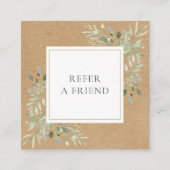 Moderne Elegante Rustieke Kraft Groenelementen Aanbevelingskaartje (Voorkant)