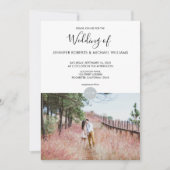 Moderne elegante rustieke monogram foto Bruiloft Kaart (Voorkant)