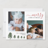 Moderne Elegante Rustieke Pine Custom Foto Kerstmi Feestdagenkaart (Voorkant)