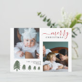 Moderne Elegante Rustieke Pine Custom Foto Kerstmi Feestdagenkaart (Staand voorkant)