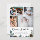 Moderne Elegante Rustieke Pine Fotocollage Kerstmi Feestdagenkaart (Voorkant)