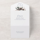 Moderne Elegante Rustieke Pinecone Bloemen Huwelij All In One Uitnodiging (Buitenkant)