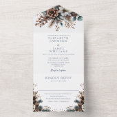 Moderne Elegante Rustieke Pinecone Bloemen Huwelij All In One Uitnodiging (Binnen)