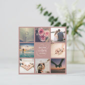 Moderne Elegante Rustieke Roze Fotocollage Trouwda Save The Date (Staand voorkant)