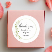 Moderne elegante rustieke wilde bloem bruiloft dan ronde sticker