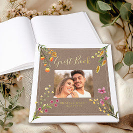 Moderne Elegante Rustieke Wilde Bloemen Foto Bruil Gastenboek