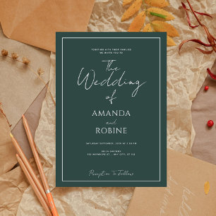 Moderne Elegante Sage Green bruiloft uitnodiging