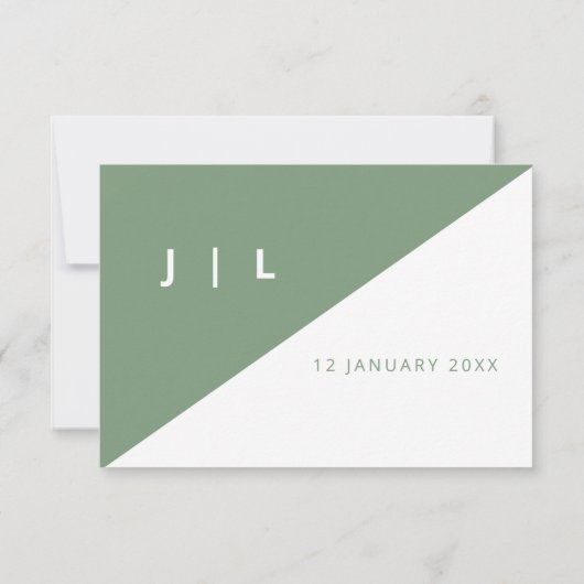 Moderne elegante Sage Green minimalistische bruilo RSVP Kaartje (Achterkant)