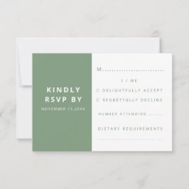 Moderne elegante Sage Green minimalistische bruilo RSVP Kaartje
