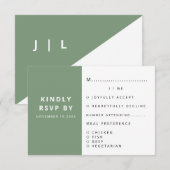 Moderne elegante Sage Green minimalistische bruilo RSVP Kaartje (Voorkant / Achterkant)