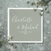 Moderne Elegante Sage Green Signature Script Weddi Servet