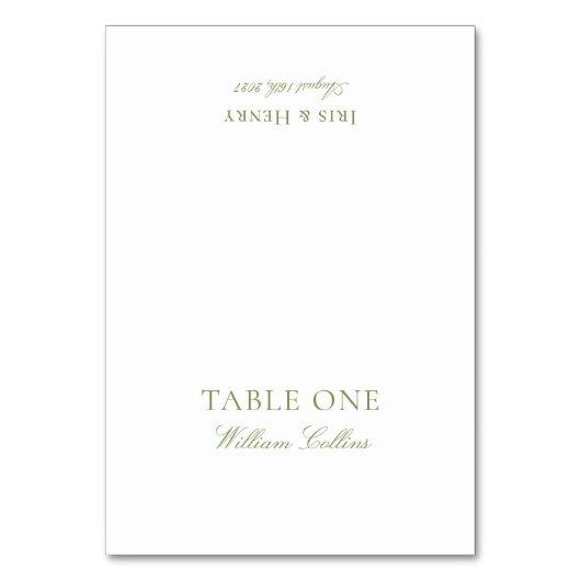 Moderne Elegante Sage Green Wedding Place Card Kaart (Voorkant)