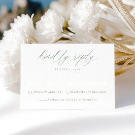 Moderne Elegante Sage Groene Kalligrafie Huwelijk RSVP Kaartje