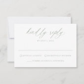 Moderne Elegante Sage Groene Kalligrafie Huwelijk RSVP Kaartje (Voorkant)