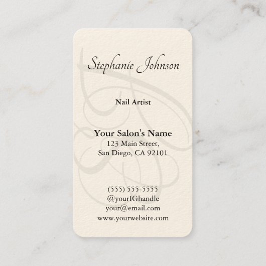 Moderne Elegante Sage Groene Monogram Nagelkunsten Visitekaartje (Achterkant)