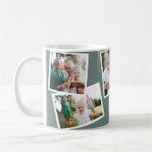 Moderne elegante sage van multi-fotofamilie, groen koffiemok (Links)