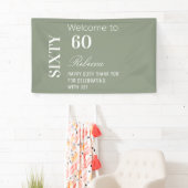 Moderne Elegante Salie 60e Verjaardagsfeest Verwel Spandoek (Insitu)