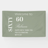 Moderne Elegante Salie 60e Verjaardagsfeest Verwel Spandoek (Horizontaal)