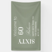 Moderne Elegante Salie 60e Verjaardagsfeest Verwel Spandoek (Verticaal)