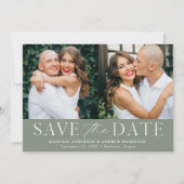 Moderne Elegante Salie Groene 2 Foto Save The Date (Voorkant)