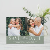 Moderne Elegante Salie Groene 2 Foto Save The Date (Staand voorkant)