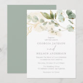 Moderne Elegante Salie Groene bladeren Bruiloft Kaart (Voorkant / Achterkant)
