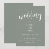 Moderne Elegante Salie Groene Eenvoudige Bruiloft Kaart (Voorkant / Achterkant)
