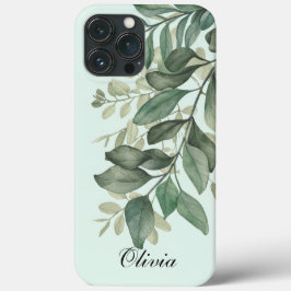 Moderne elegante salie groene eucalyptusbladeren Case-Mate iPhone case