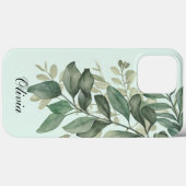 Moderne elegante salie groene eucalyptusbladeren Case-Mate iPhone case (Achterkant (horizontaal))