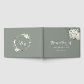 Moderne Elegante Salie Groene Ivoor Bloemen Bruilo Gastenboek (Volledig)